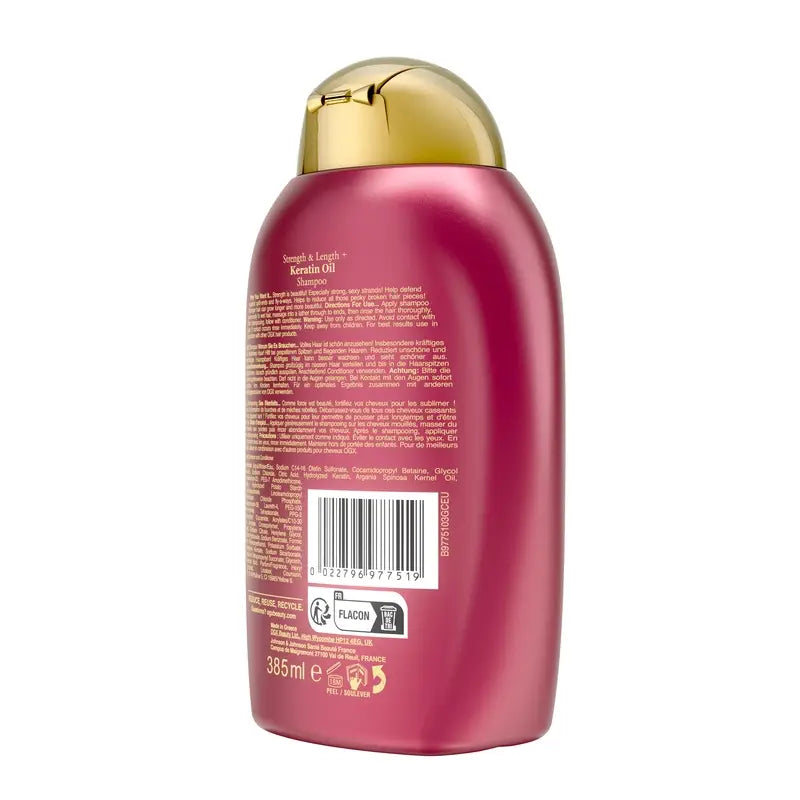 OGX Keratin Oil Shampoo, Brittle Hair, Moisturising and Strengthening, 385 ml