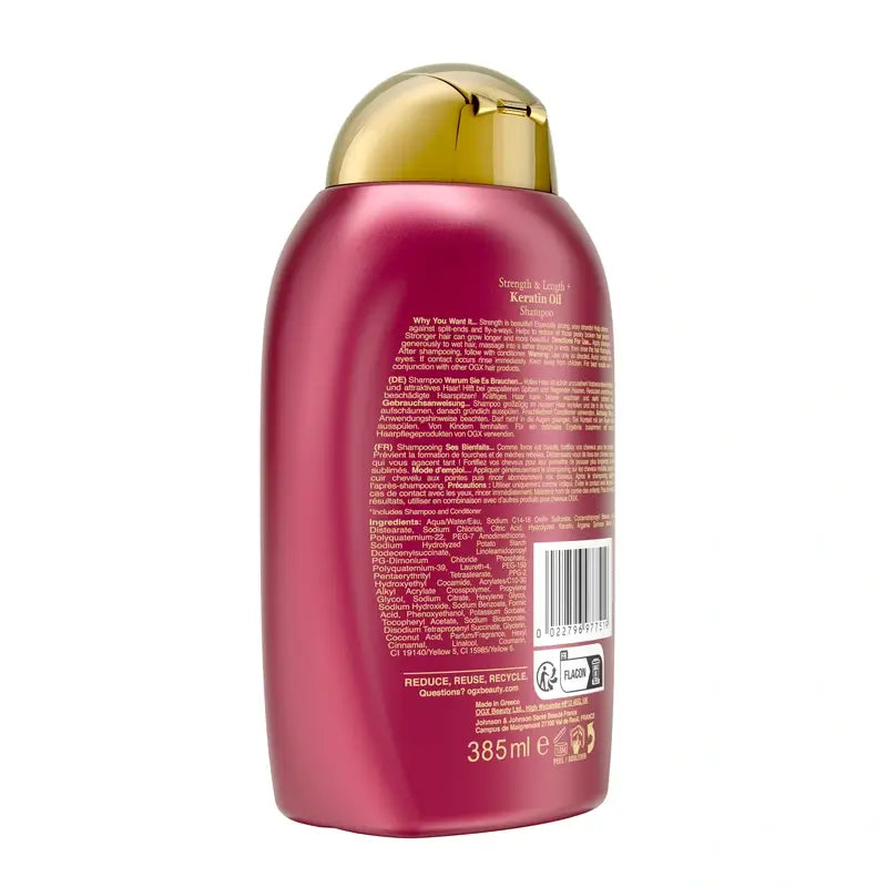 OGX Keratin Oil Shampoo, Brittle Hair, Moisturising and Strengthening, 385 ml