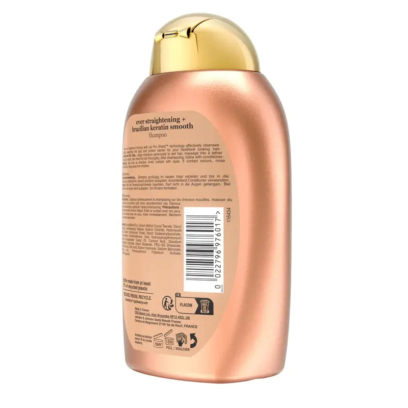 OGX Brazilian Keratin Shampoo, Smooth & Nourish, Wavy or Curly Hair, Smooth & Shiny, 385ml