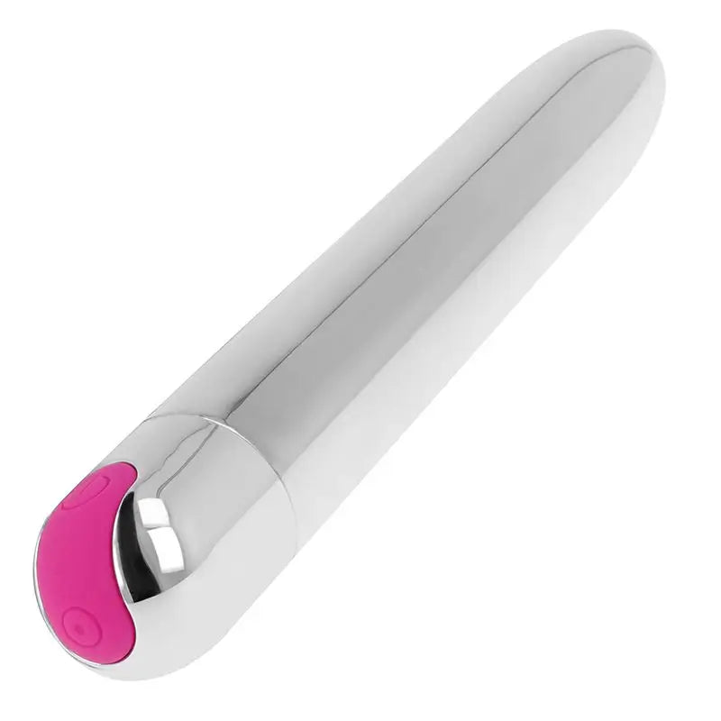 Ohmama Vibrators Rechargeable Silver Vibrator 10 Modes 18.5 Cm