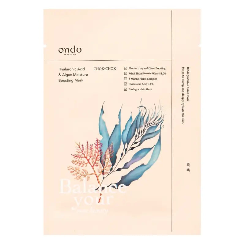 Ondo Beauty 36.5 Hyaluronic Acid & Algae Moisture Boosting Chok-Chok Mask, 25 gr