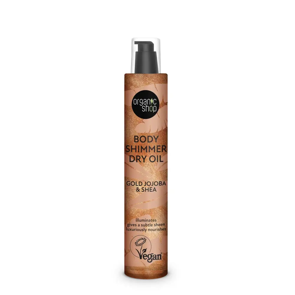 Organic Shop Body Shimmer Dry Body Oil Golden Jojoba & Shea Butter, 100 Ml