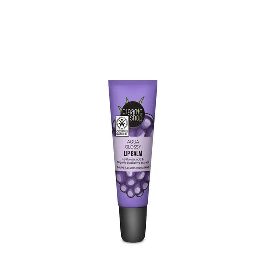 Organic Shop Aqua Gloss Lip Balm with Hyaluronic Acid and Blackberry Extract, 10 Ml