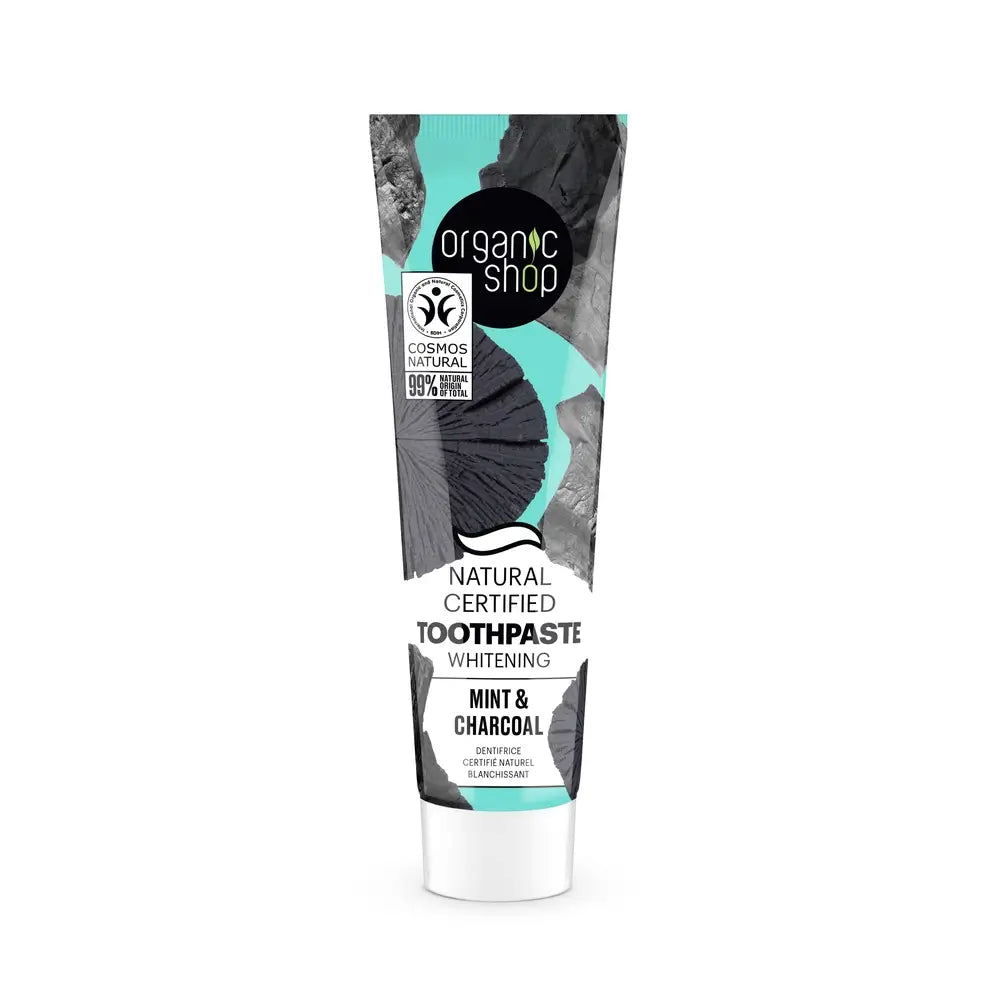Organic Shop Os Charcoal & Mint. Certified Natural Whitening Toothpaste, 100 G