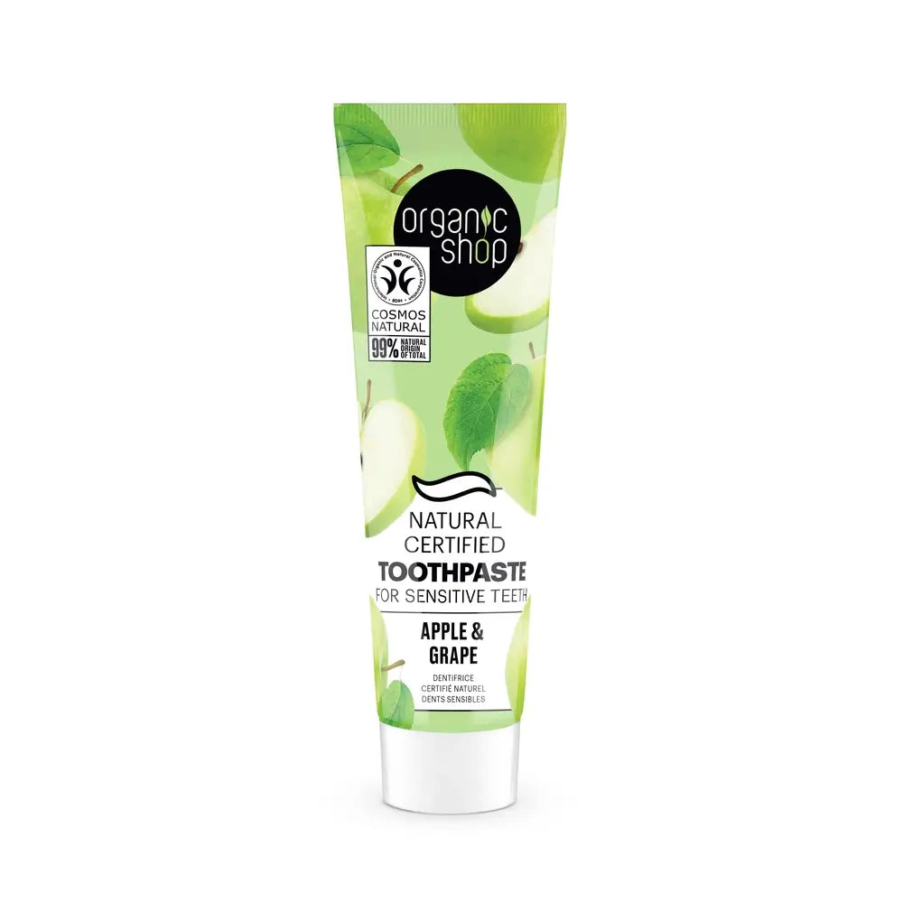 Organic Shop Os Apple & Grape. Certified Natural Toothpaste For Tooth Sensitivity, 100 G