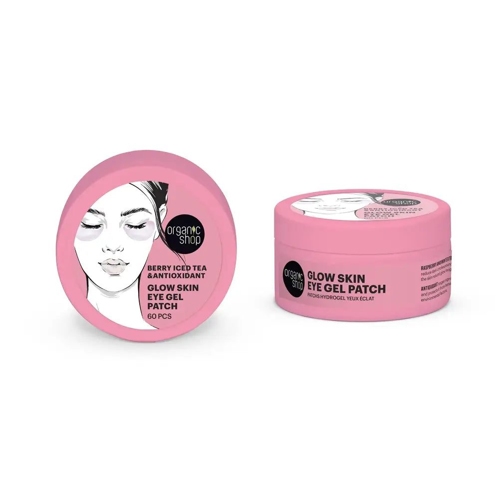Organic Shop Glow Skin Iced Berry Tea Antioxidant Iced Berry Tea Eye Gel Patches, 60 Pcs
