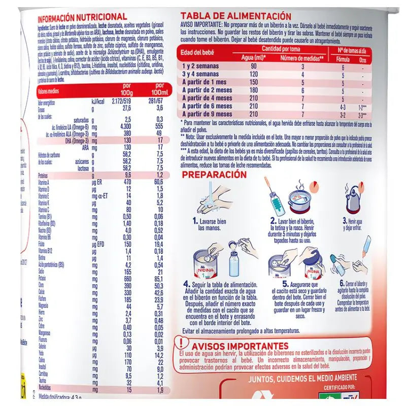 Pack 12 X Nesté Nidina 1 For Infants 800 g