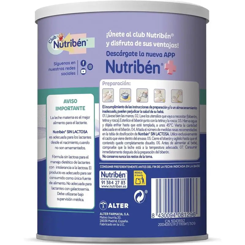 Nutribén Lactose-Free Milk Starter , 2 X 400 grams