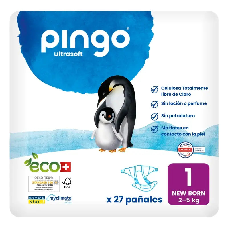 Pingo New Born Ecological Nappy Size 1, Pack 2 X 27 Pcs.