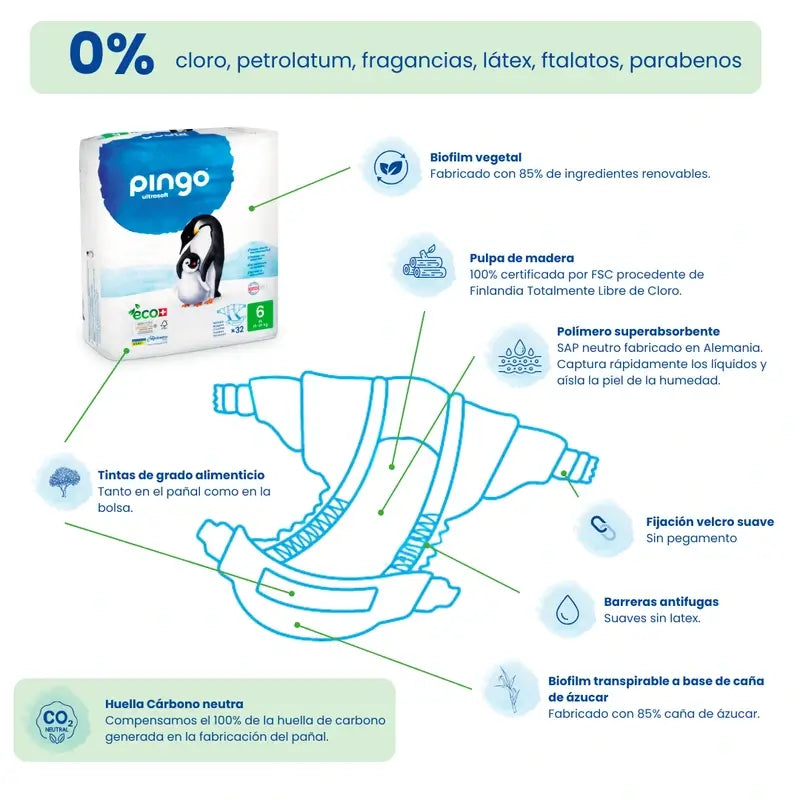 Pingo Ecological Nappy Size 6 Xl, Pack 2 X 32 Pcs.