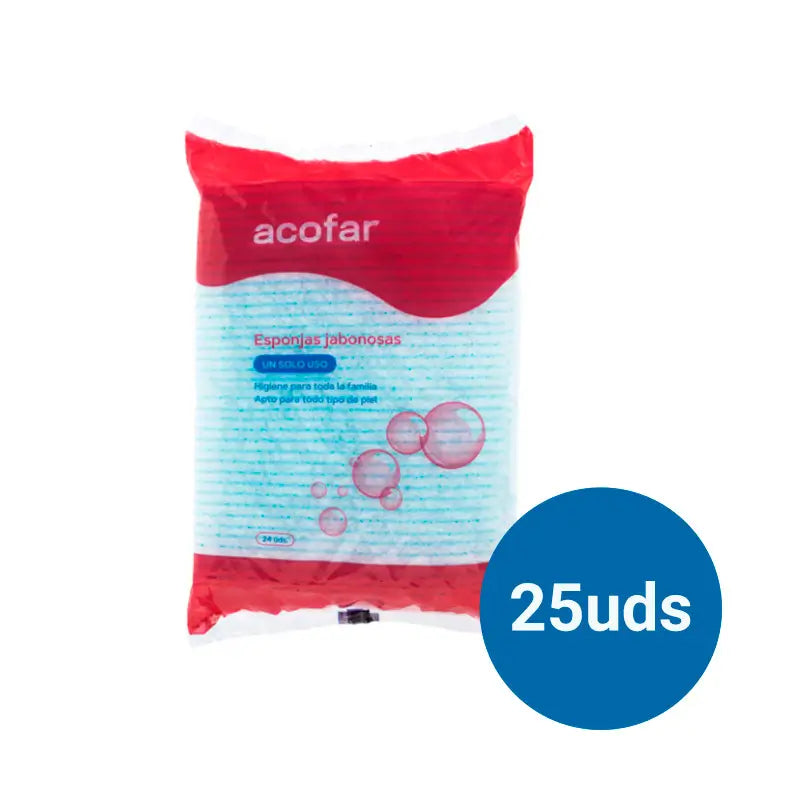 Acofar Pack Disposable Soapy Sponge, 24 sponges x 25 bags