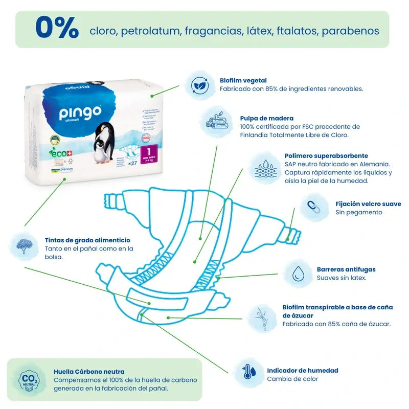 Pingo New Born Ecological Nappy Size 1, Pack 3 X 27 Pcs.