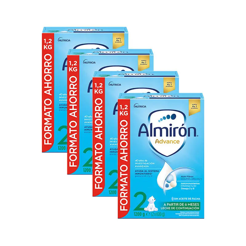 Pack 4 X Almirón Advance 2, Powdered Formula for Babies, from 6 Months, 1200g
