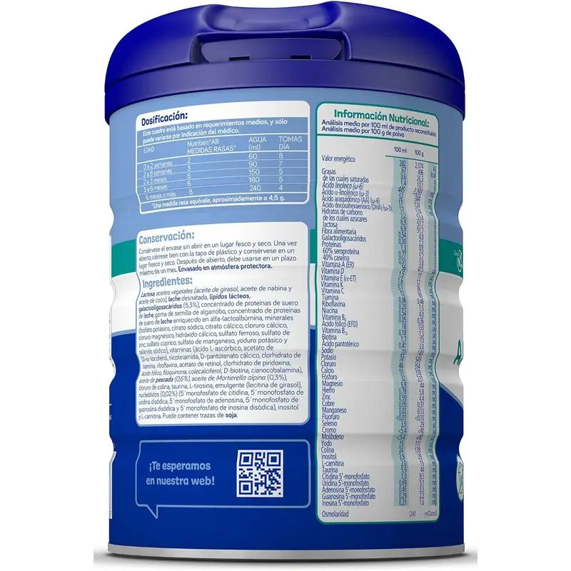 Nutribén AR Anti-Reflux and Anti-Regurgitation Milk, 4 X 800 grams