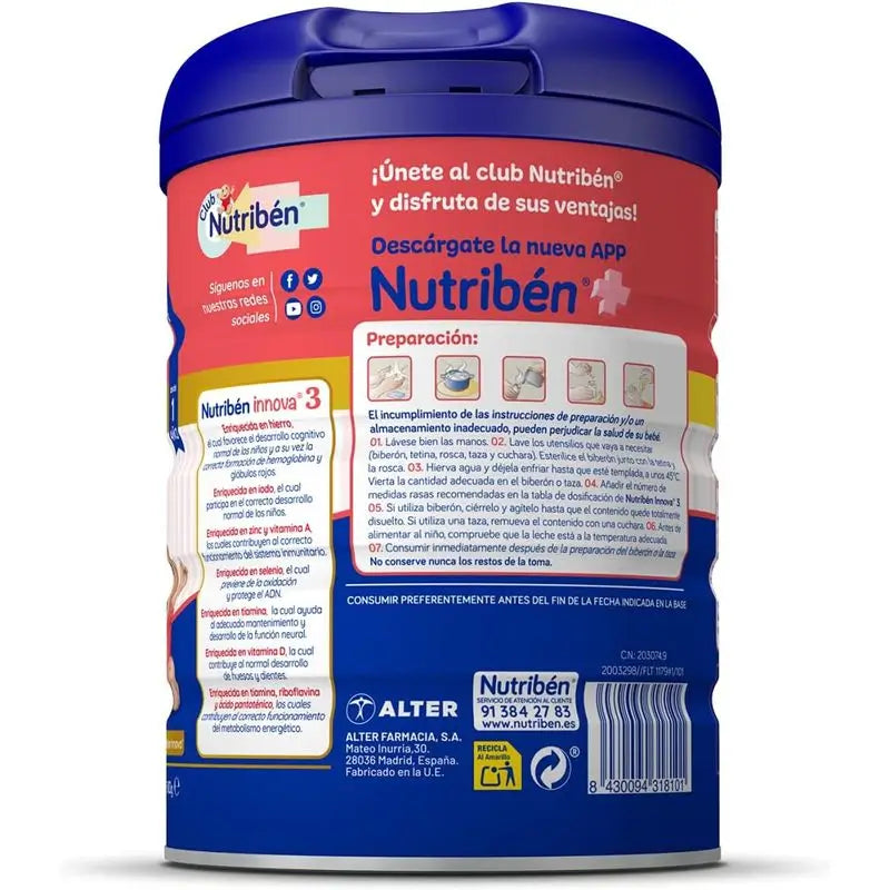 Nutribén Innova 3 Growth Milk, 4 X 800 grams