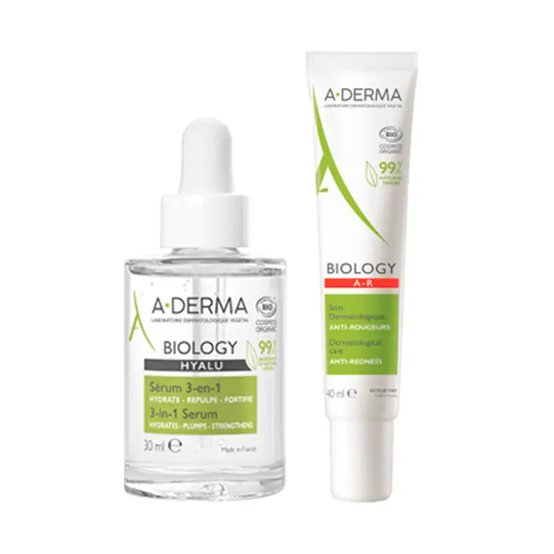 A-Derma Pack Biology Anti-redness care, 40 ml + A-Derma Biology Hyalu 3 in 1 serum, 30 ml
