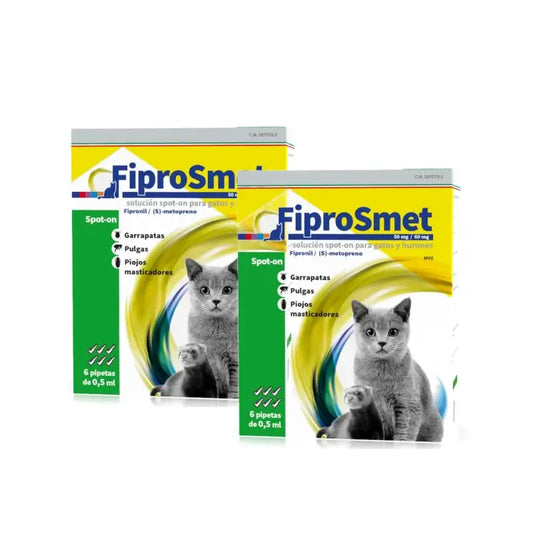 Fiprosmet for Cats and Ferrets: 6 pipettes, 0.5 ml each, pack of 2