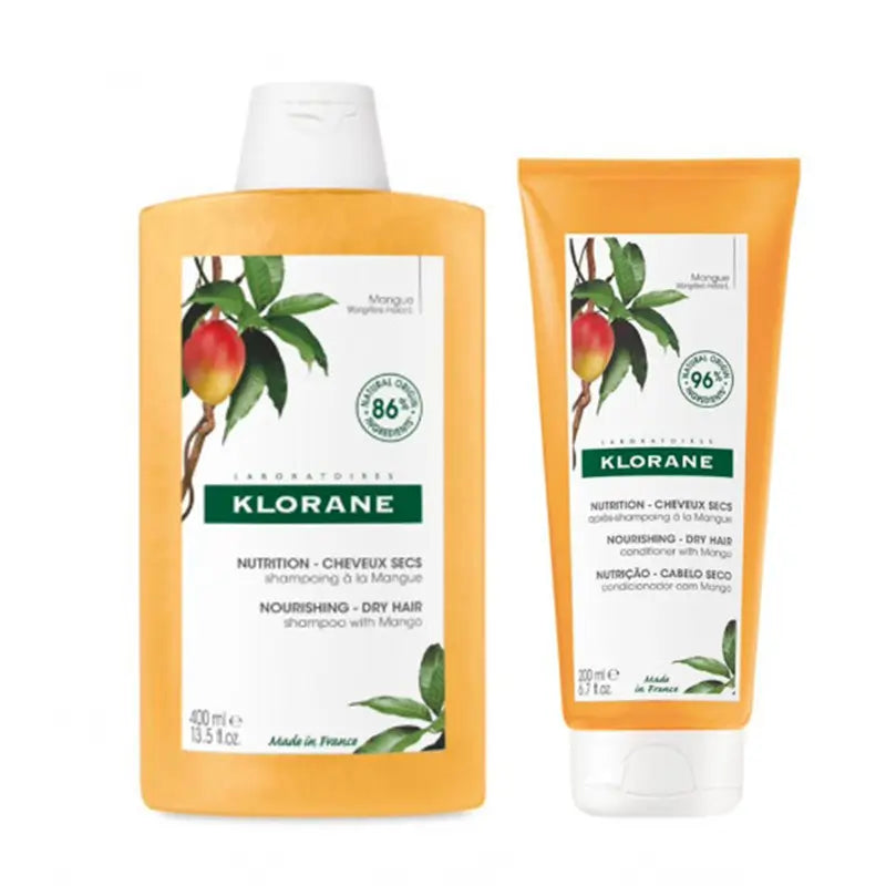 Klorane Pack Mango Shampoo, 400 ml + Klorane Mango Conditioner, 200 ml