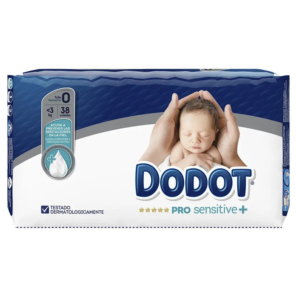 Dodot Pro Sensitive Size 0 (Up to 3 Kg), 38 Diapers