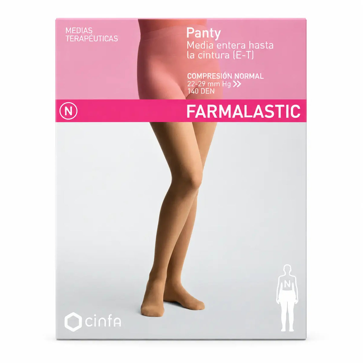 Farmalastic Compression Pantyhose Normal Compression Beige, Size Queen Plus