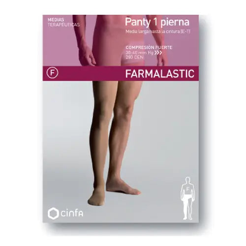 Farmalastic Compression Pantyhose Strong Compression Right Leg, Size M