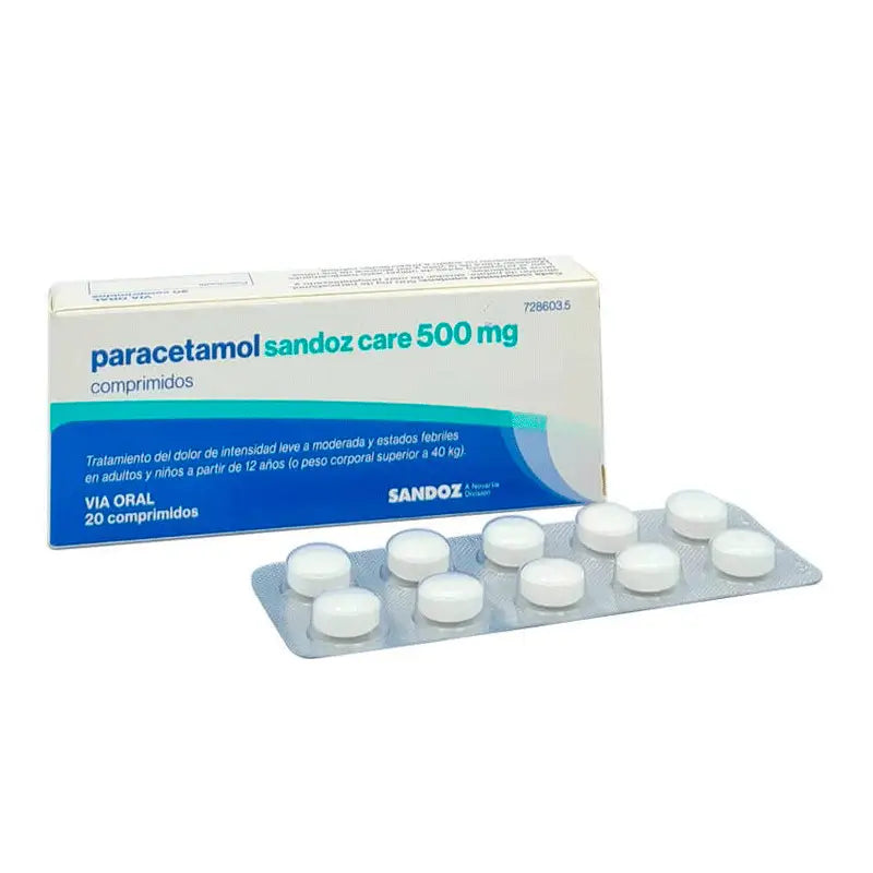 Paracetamol Sandoz Care 500 mg, 20 Tablets