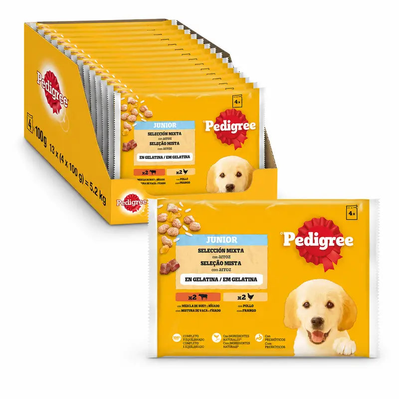Pedigree 4Pack Junior Chicken & Rice Sachets 13X4X100