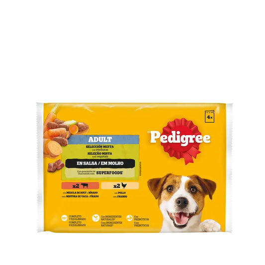 Pedigree Pouch 4Pack Chicken Beef & Green 13X4X100