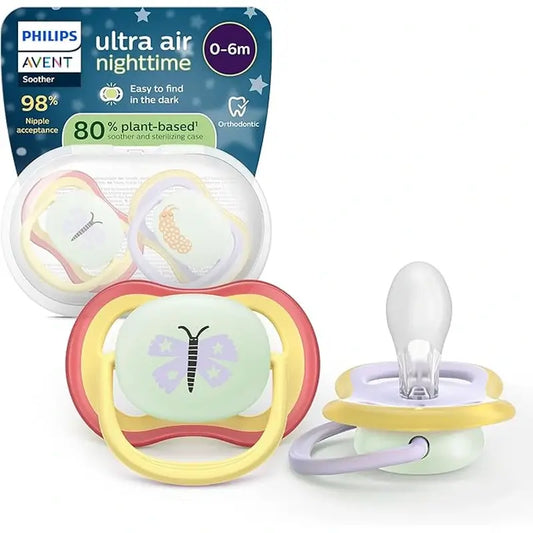 Philips Avent 2 ultra air night-time soothers 0-6m baby girl