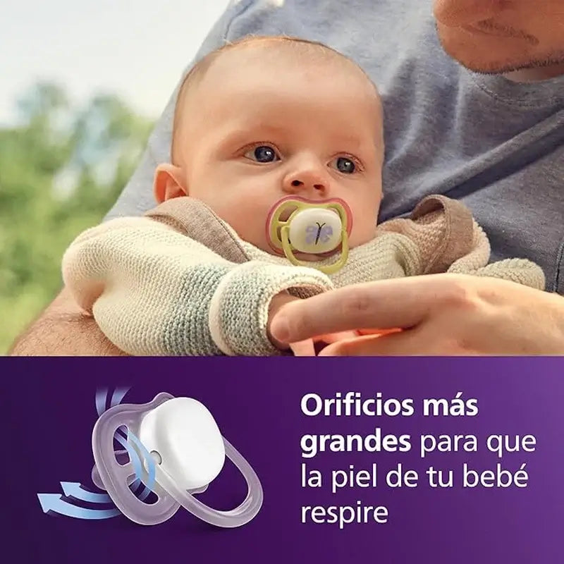 Philips Avent 2 ultra air night-time soothers 0-6m baby girl
