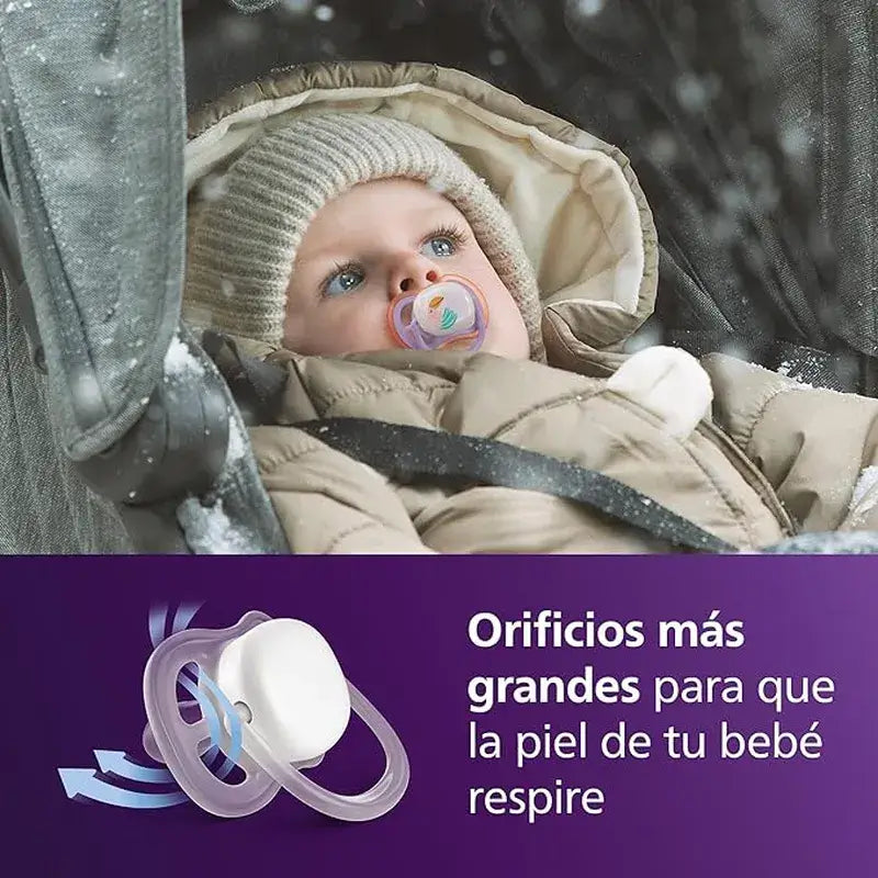 Philips Avent 2 dummies ultra air night-time +18m baby girl