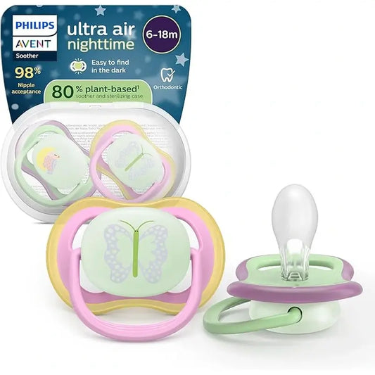 Philips Avent 2 ultra air nighttime dummies 6-18m baby girl