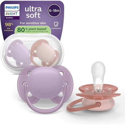 Philips Avent 2 ultra soft soothers 6-18m baby girl