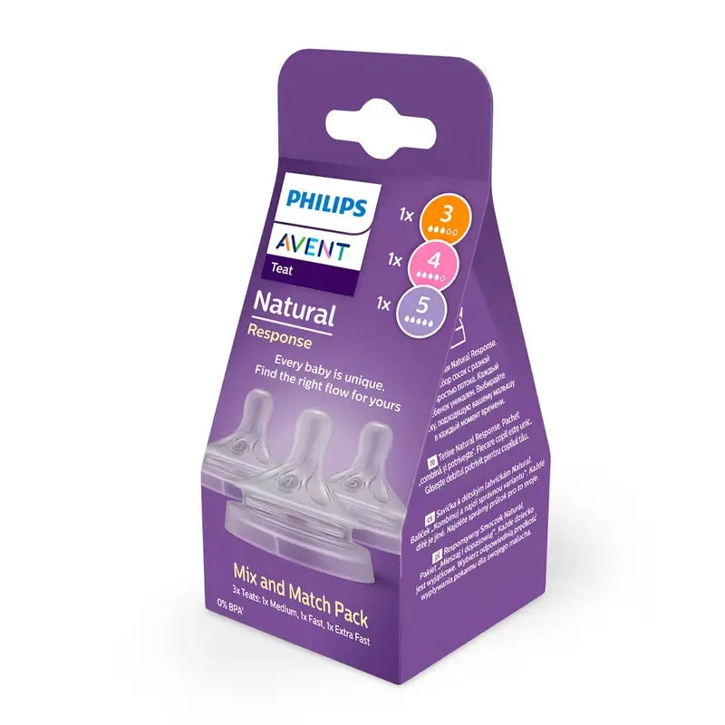Philips Avent 3 Pack Nipples T3, T4, T5, Different Flows