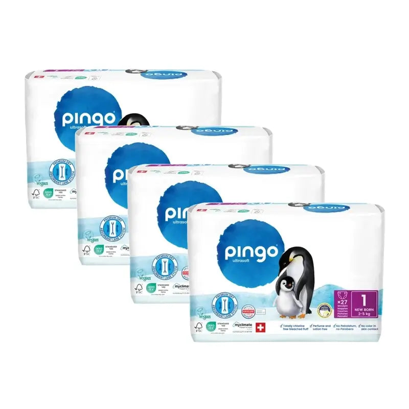 Pingo Ecological Nappies Size 1 (2-5 Kg), 4X27 Units
