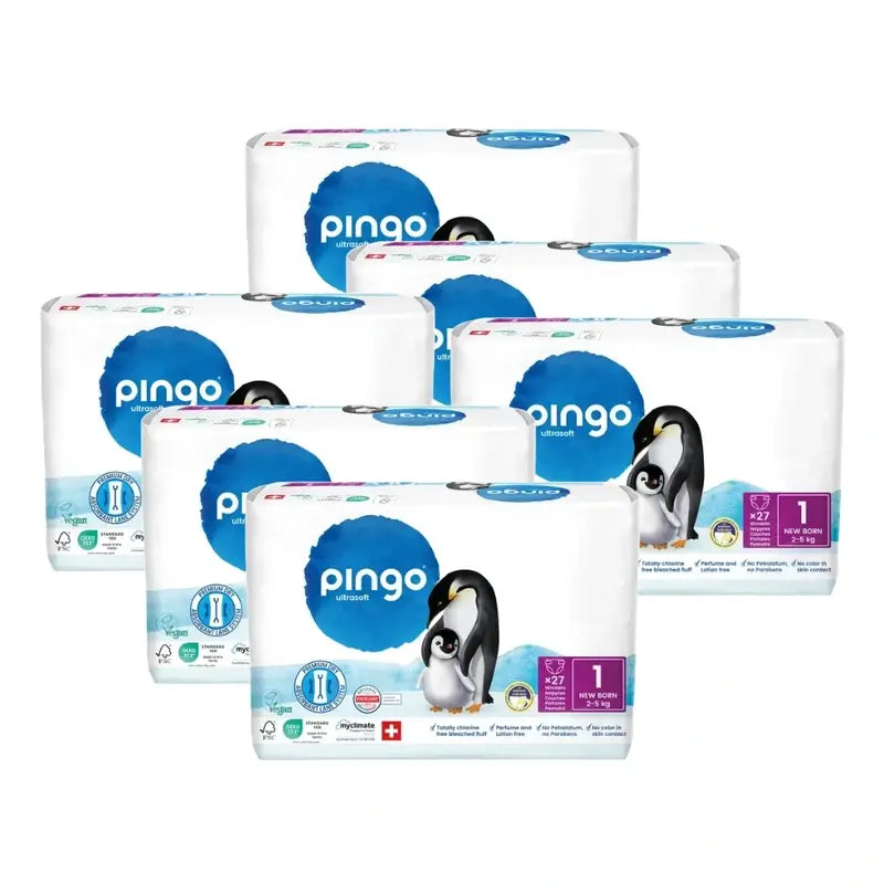 Pingo Ecological Nappies Size 1 (2-5 Kg), 6X27 Units