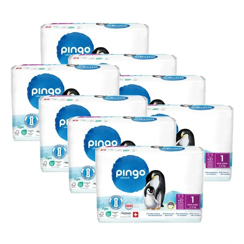 Pingo Ecological Nappies Size 1 (2-5 Kg), 8X27 Units
