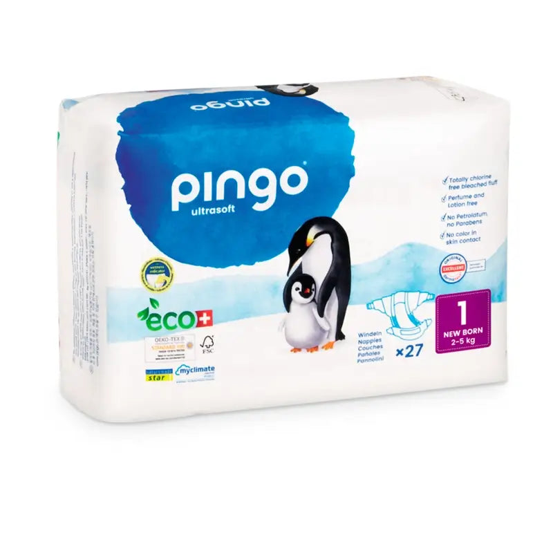 Pingo New Born Size 1 Ecological Nappies (2-5 Kg), 27 Pcs.