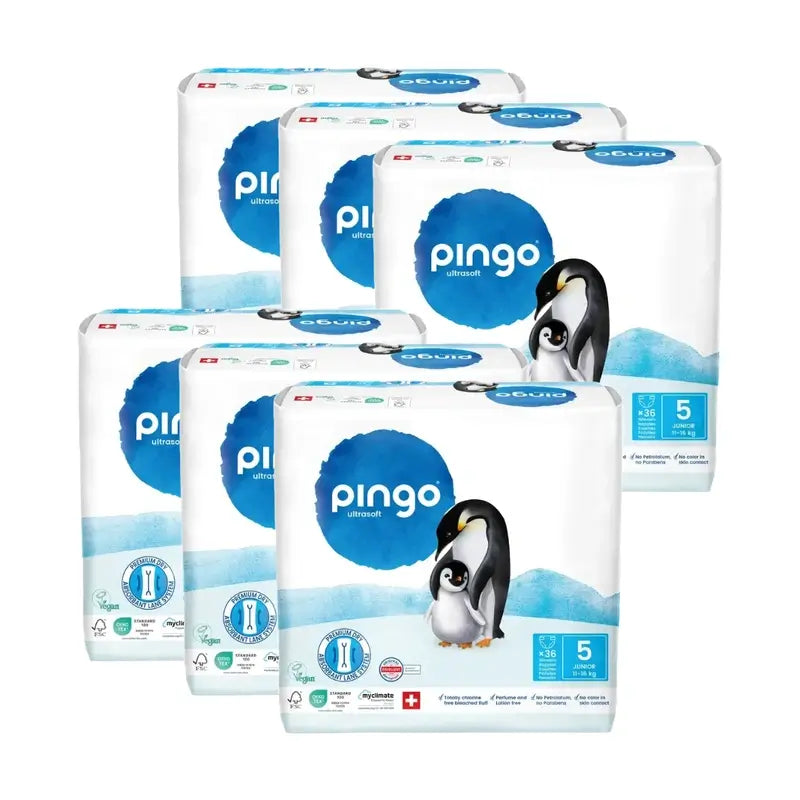 Pingo Ecological Nappies Size 5 (11-16 Kg), 6X36 Units