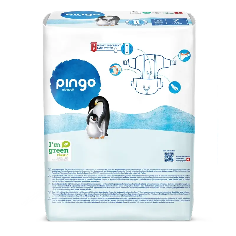 Pingo Ecological Nappies Size 7 (+15 Kg), 30 units