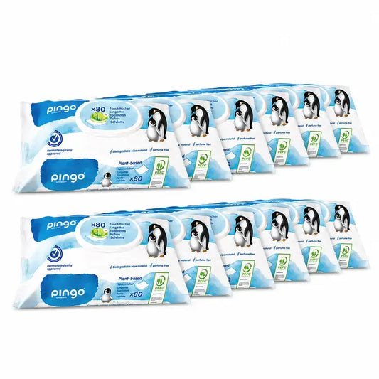 Pingo Biodegradable Wipes, Pack of 12 x 80