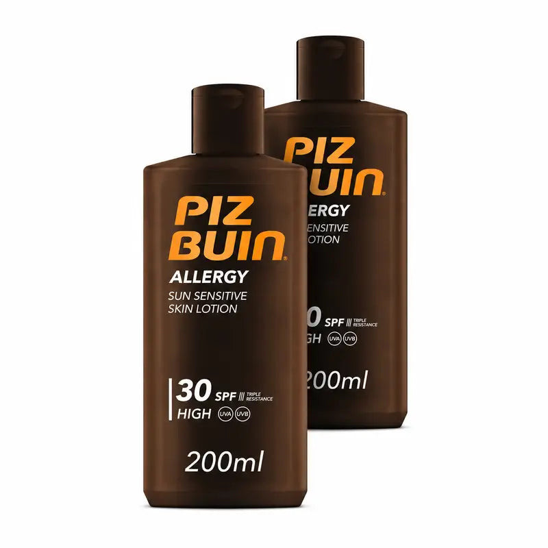 Piz Buin Allergy Body Sunscreen SPF 30  For Sensitive Skin, Body Lotion, UVA/UVB Protection, Pack of 2 x 200ml