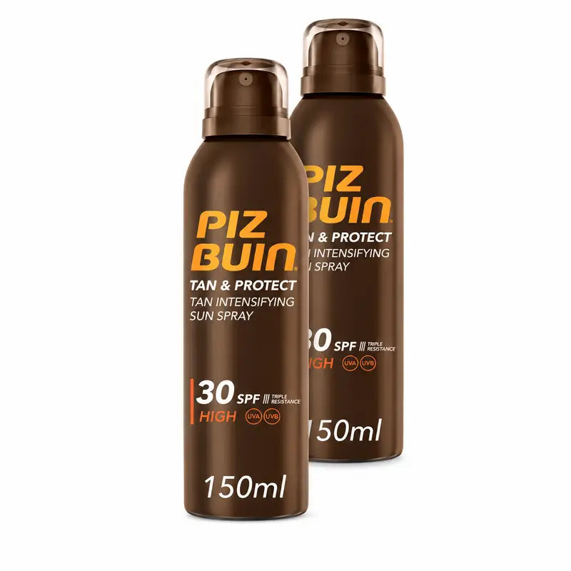 Piz Buin Tan & Protect Sun Spray with Tan Booster SPF30, 2 x 150 ml pack