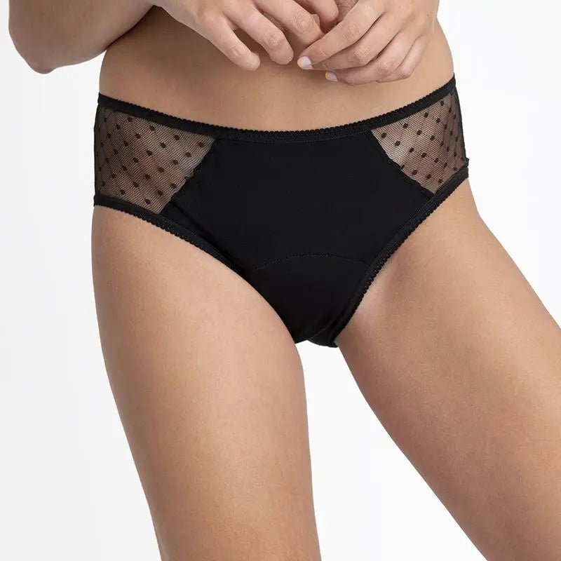 Platanomelon Kiwitas Classic Plumeti Menstrual Panties Black / L
