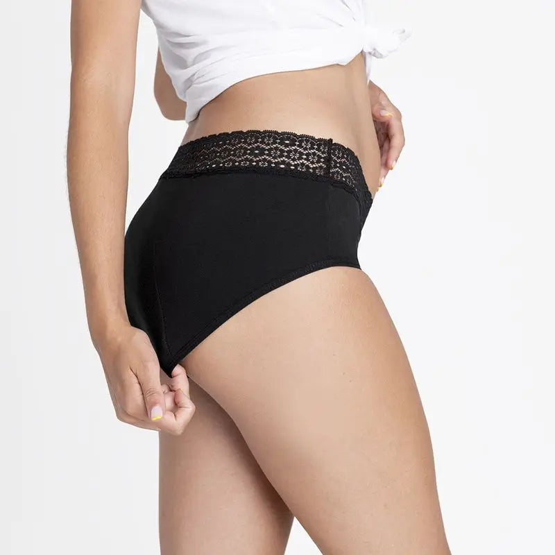 Platanomelon Kiwitas Lace Menstrual Panties Black / M