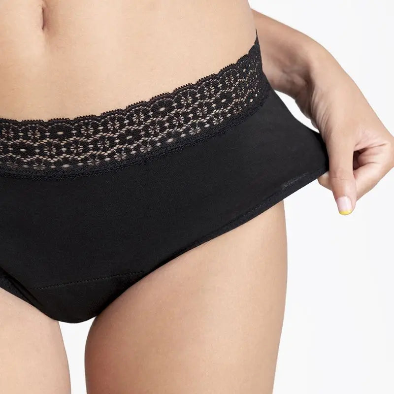 Platanomelon Kiwitas Lace Menstrual Panties Black / M