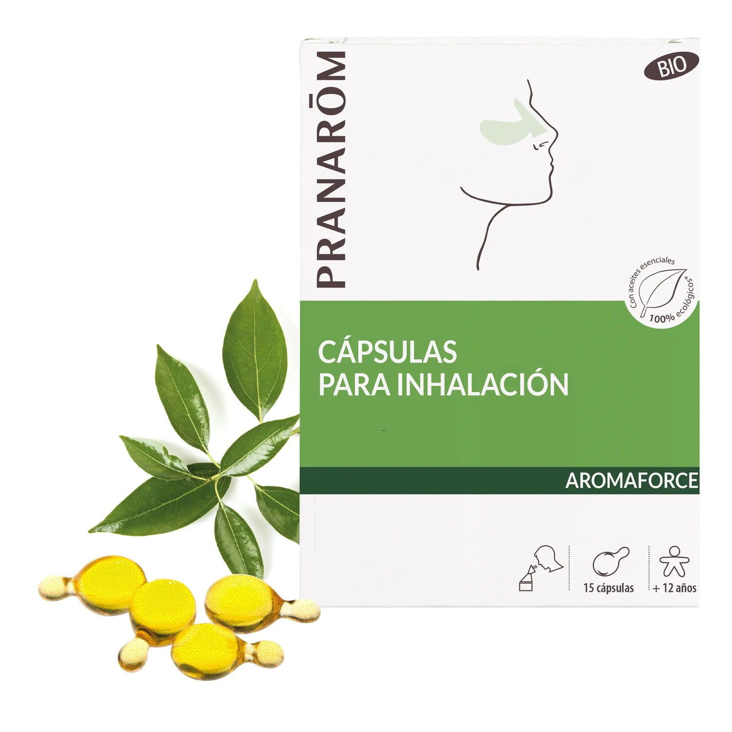 Pranarom Inhalation Capsules With Essential Oils Decongests the nose 100% Bio 15 capsules
