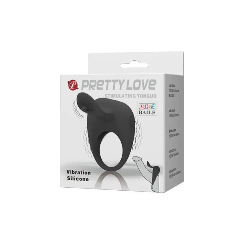 Prettylove Tonguo Vibrating Ring Black