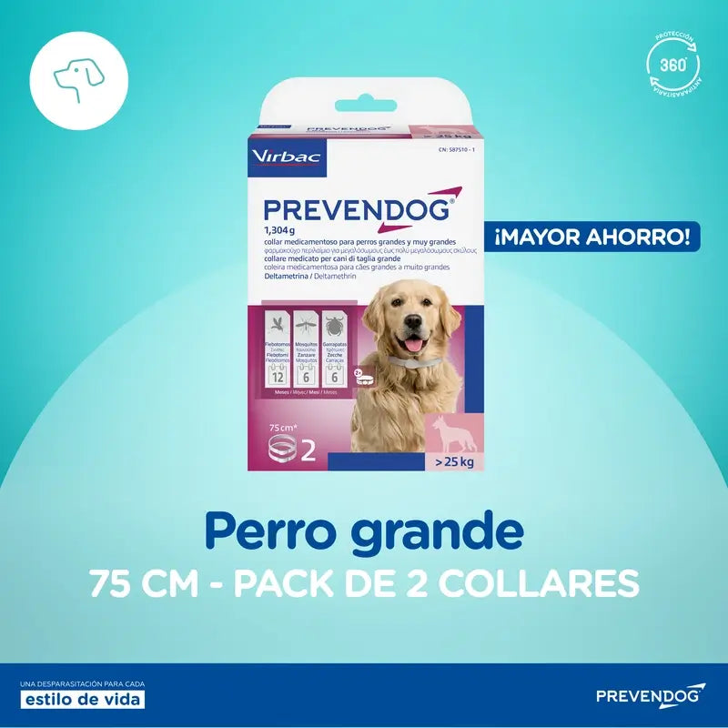 Virbac Prevendog Anti-parasite Collar 75 cm 2 units