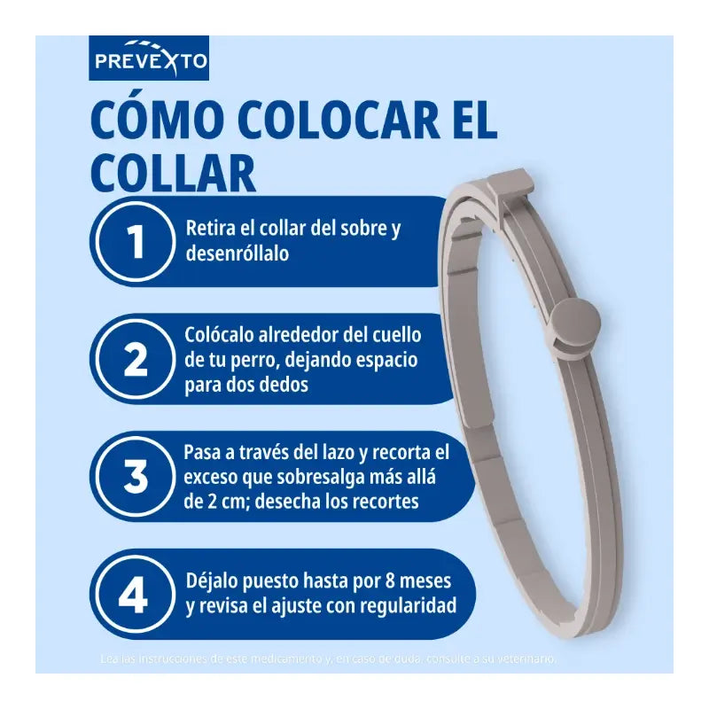 Prevexto anti-parasite collar for dogs weighing over 8kg, 70cm